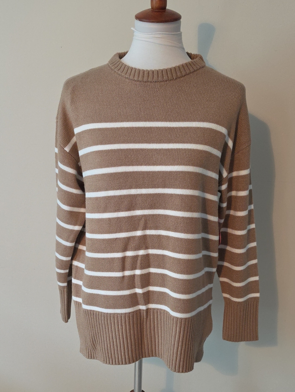 Love Change Italy Tan and White Striped Sweater Brand New